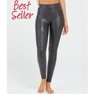 SPANX Faux Leather Moto Leggings Large